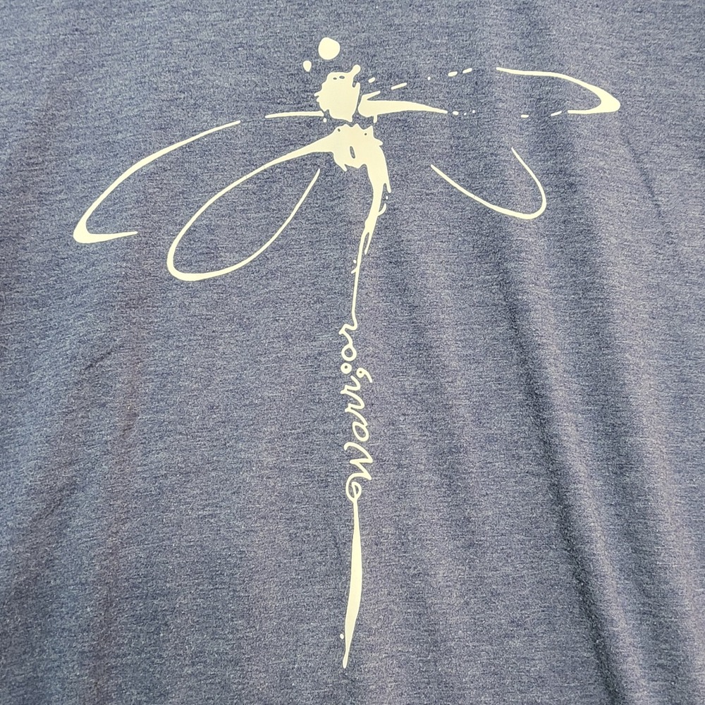 Warrior Semicolon‎ Dragonfly Graphic T-Shirt Heather Blue Mens XL Mental Health - Picture 2 of 9